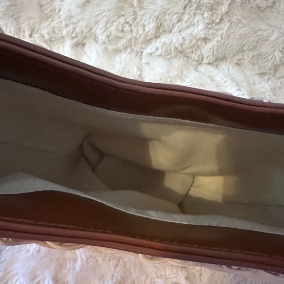 NWT Loulu Woven Rattan & Brown Leather Shoulder Bag | Boho Chic Summer Purse - Picture 4 of 8